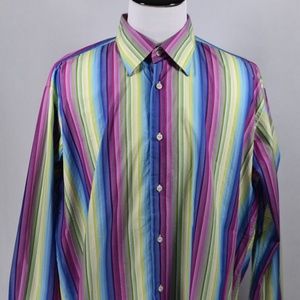 Visconti Uomo Mens Rainbow Striped LS XXL Shirt